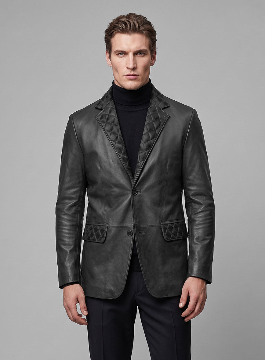 Harper Burnt Charcoal Leather Blazer - StudioSuits