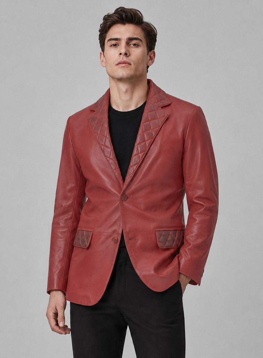Harper Burnt Red Leather Blazer - StudioSuits