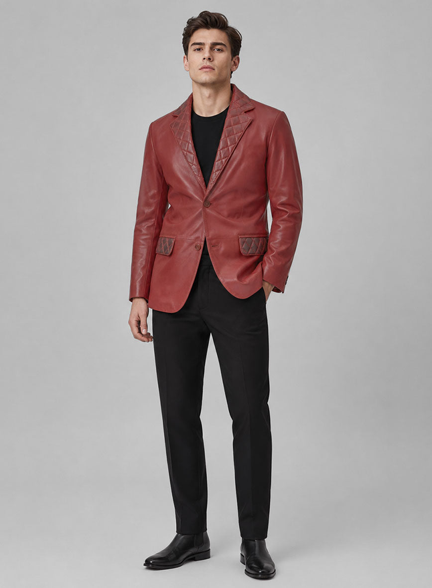 Harper Burnt Red Leather Blazer - StudioSuits