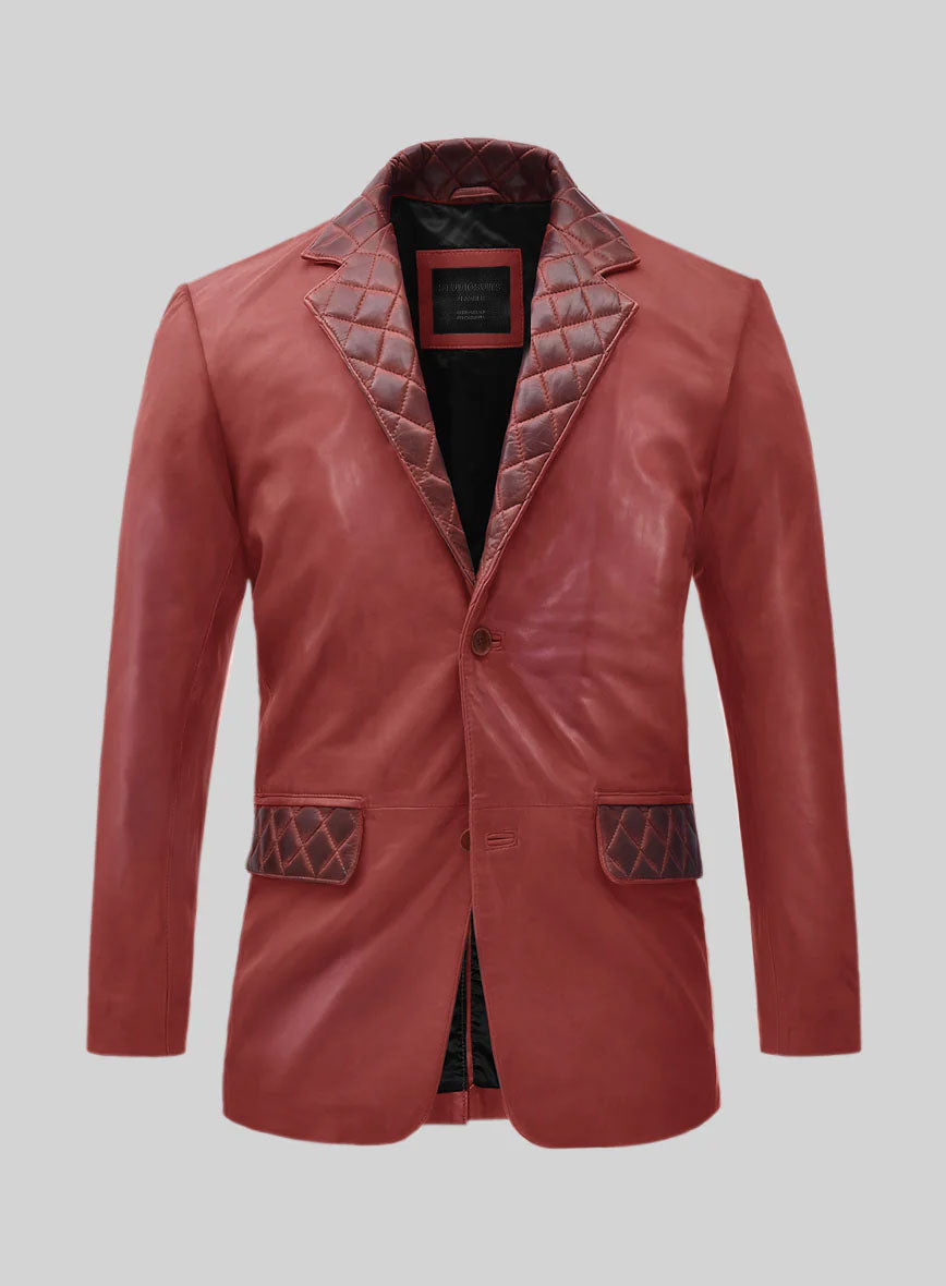 Harper Burnt Red Leather Blazer - StudioSuits
