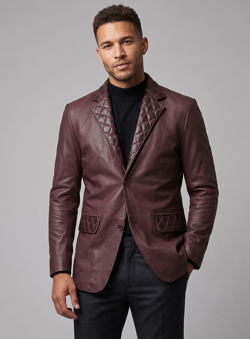 Harper Burnt Wine Leather Blazer - StudioSuits