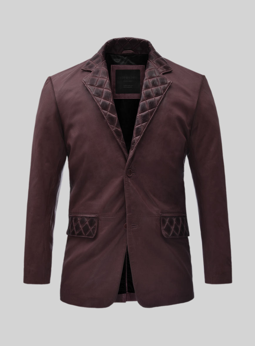 Harper Burnt Wine Leather Blazer - StudioSuits