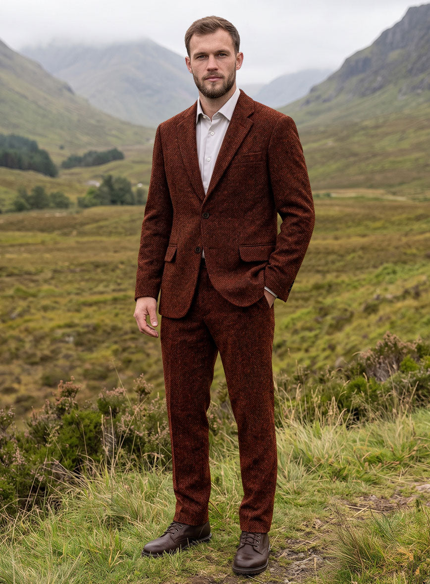 Harris Tweed Augustus Wine Suit - StudioSuits