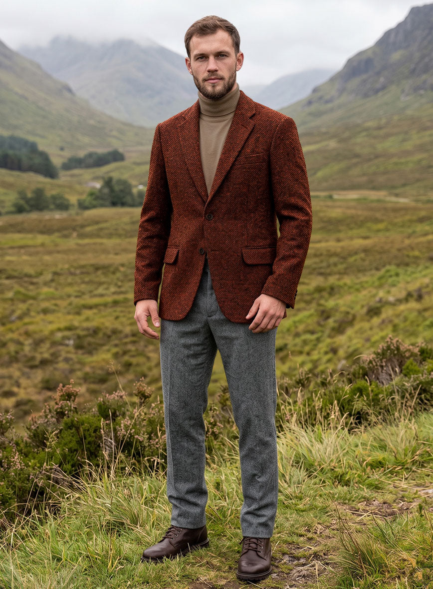 Harris Tweed Augustus Wine Jacket - StudioSuits