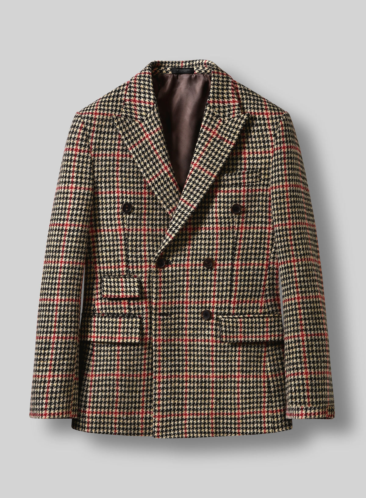 Harris Tweed Carmine Beige Double Breasted Jacket - StudioSuits