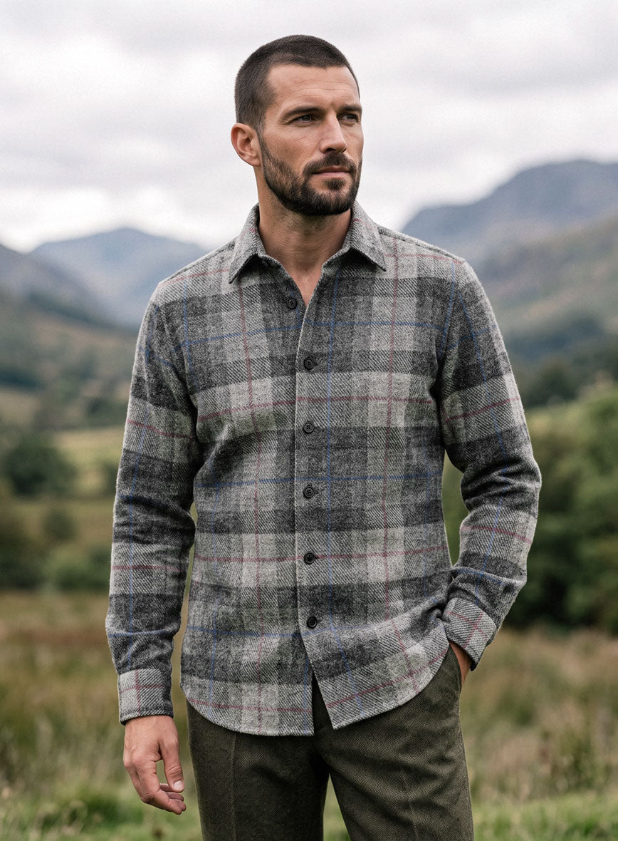Harris Tweed Classic Gray Tartan Shirt - StudioSuits