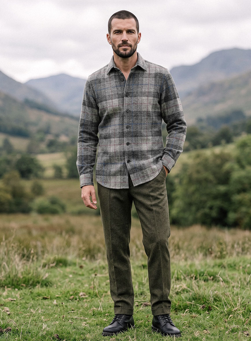 Harris Tweed Classic Gray Tartan Shirt - StudioSuits