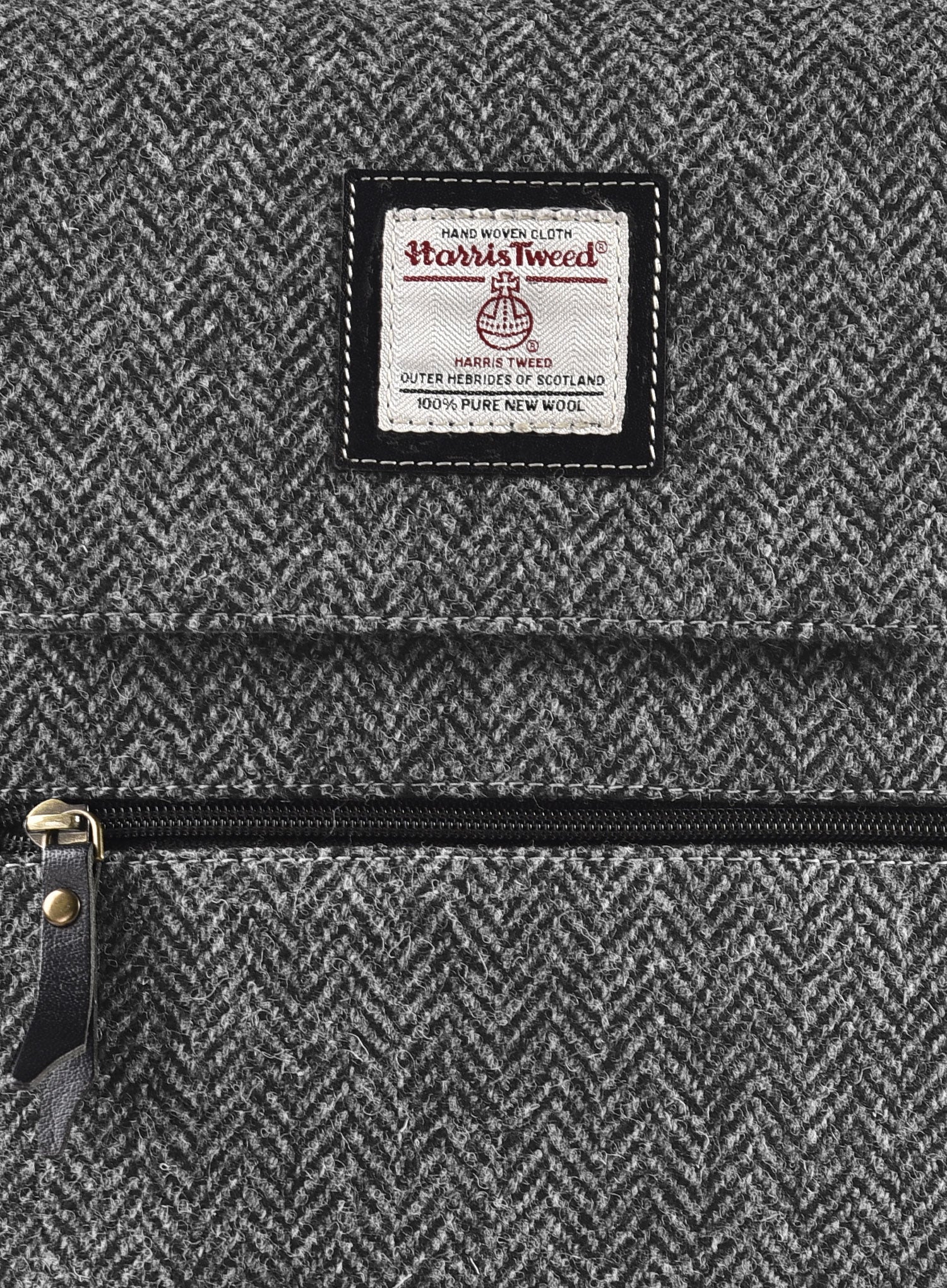 Harris Tweed Dark Gray Herringbone Flap Backpack - StudioSuits