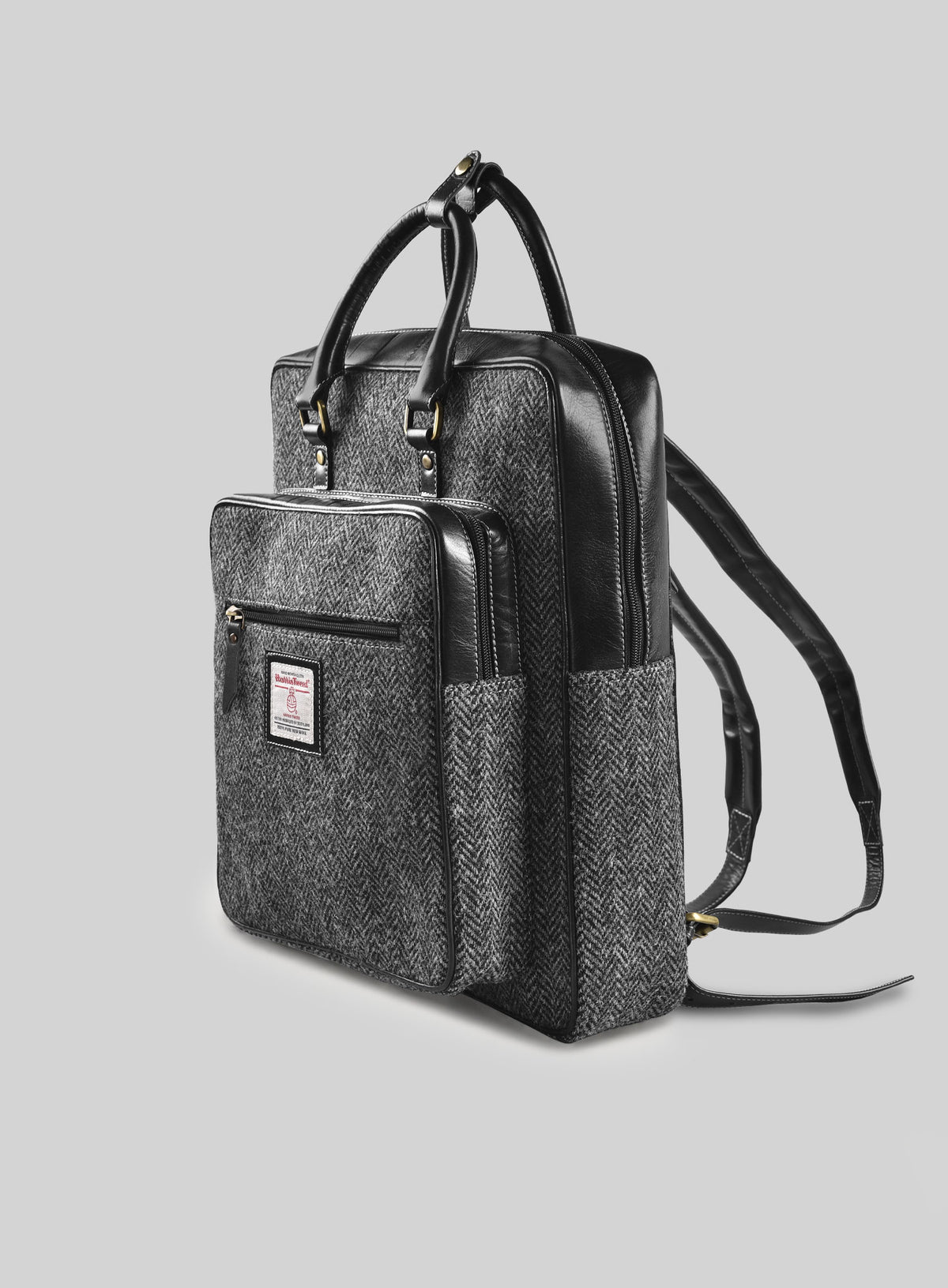 Harris Tweed Dark Gray Herringbone Backpack - StudioSuits