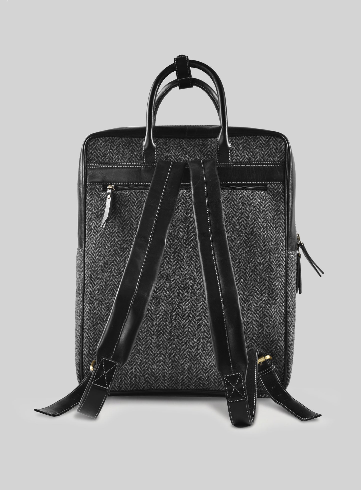 Harris Tweed Dark Gray Herringbone Backpack – StudioSuits