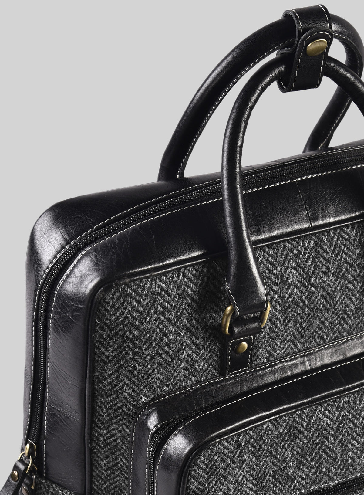 Harris Tweed Dark Gray Herringbone Backpack - StudioSuits