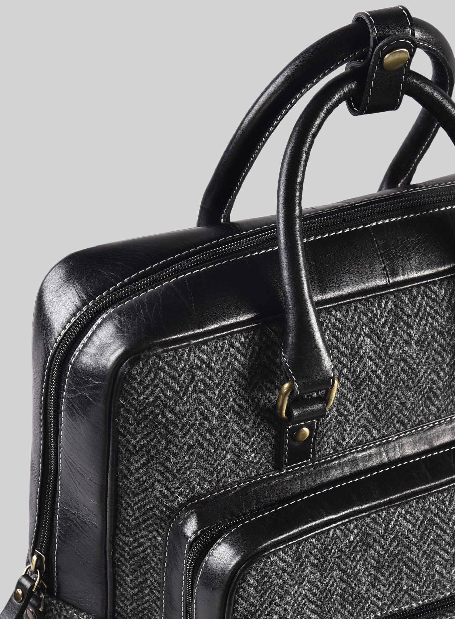 Harris Tweed Dark Gray Herringbone Backpack - StudioSuits