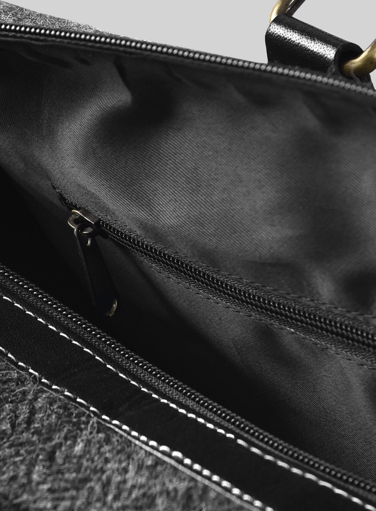 Harris Tweed Dark Gray Herringbone Travel Holdall Bag - StudioSuits