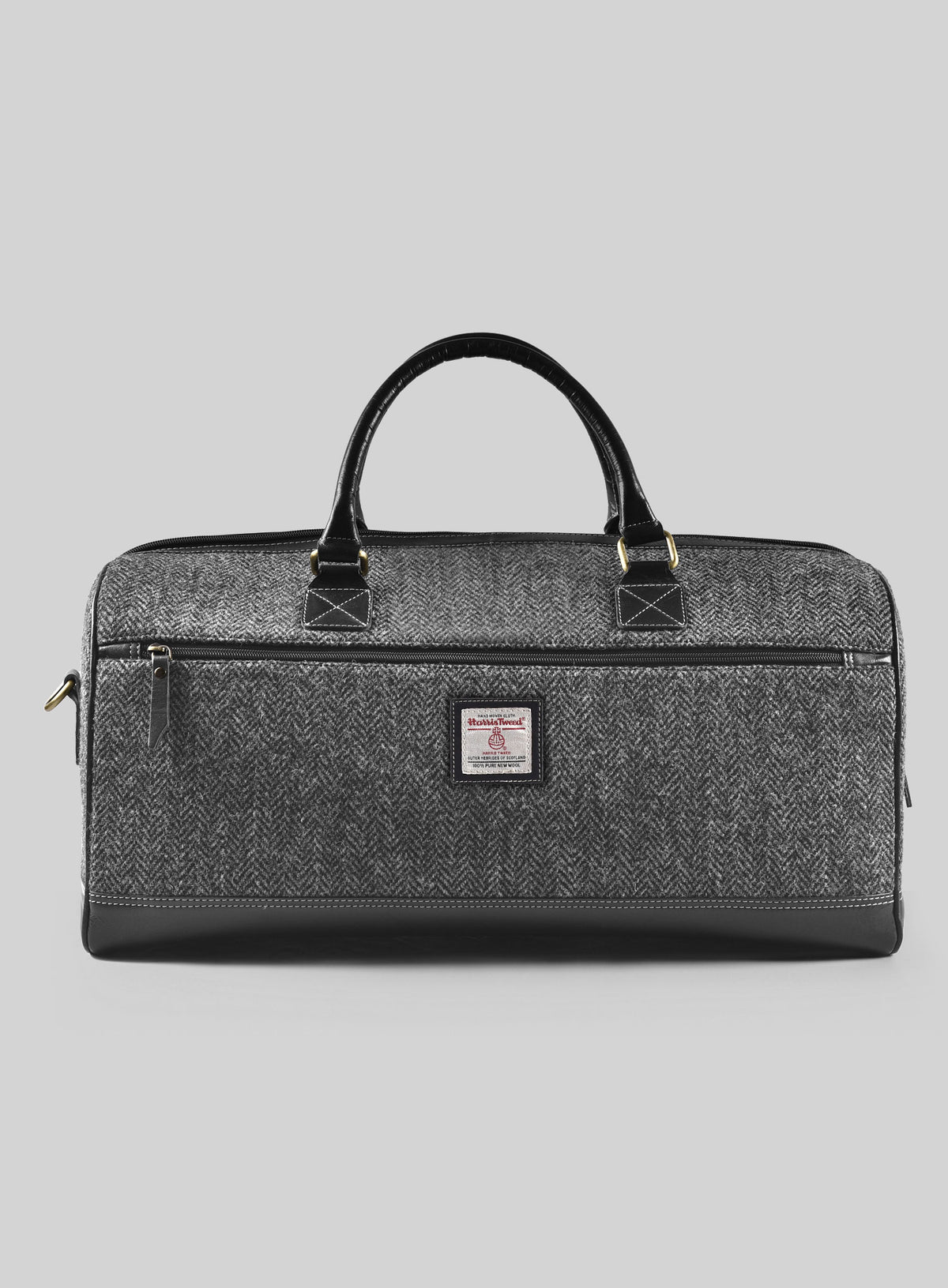 Harris Tweed Dark Gray Herringbone Travel Holdall Bag - StudioSuits