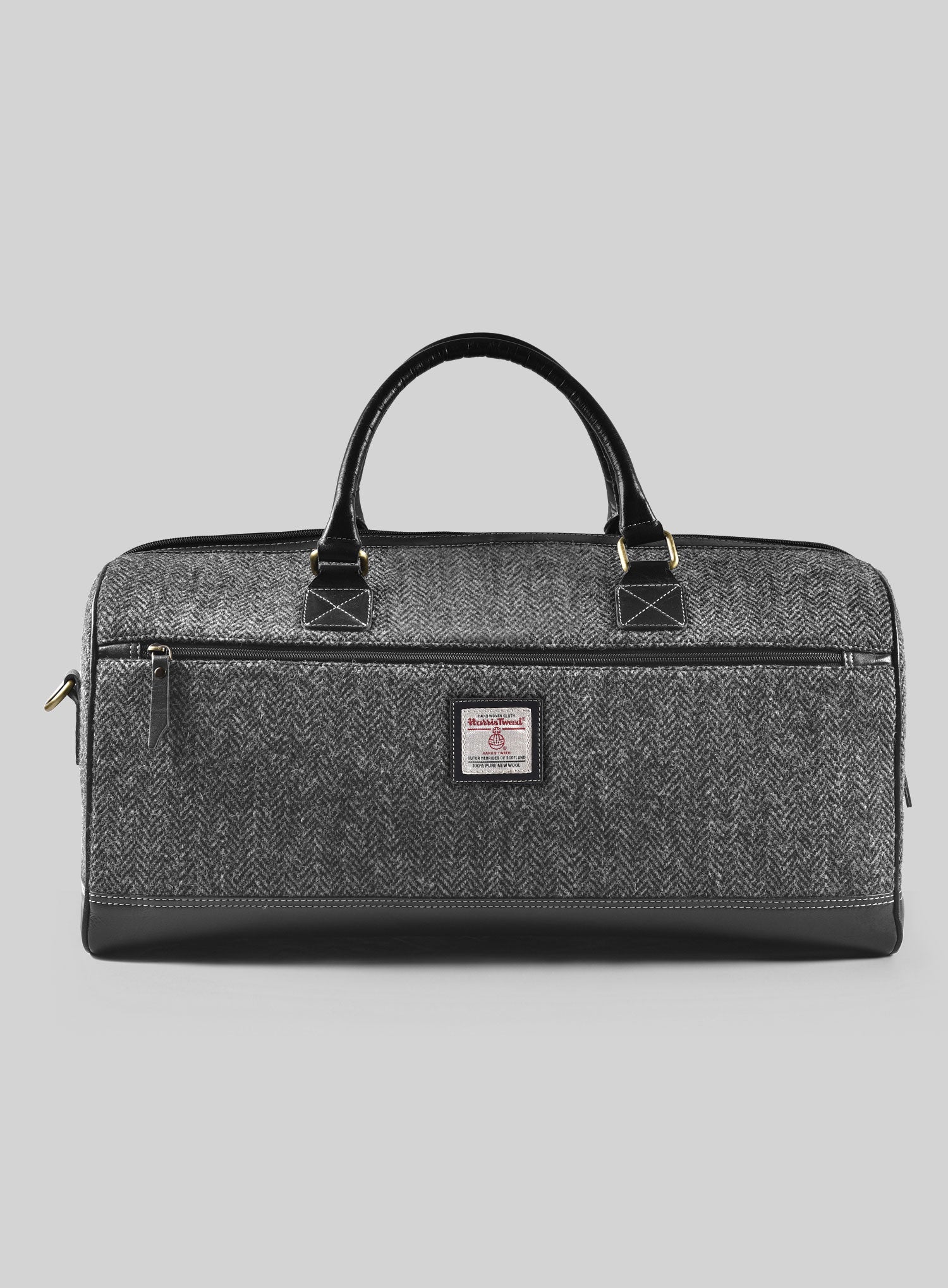Harris Tweed Dark Gray Herringbone Travel Holdall Bag - StudioSuits