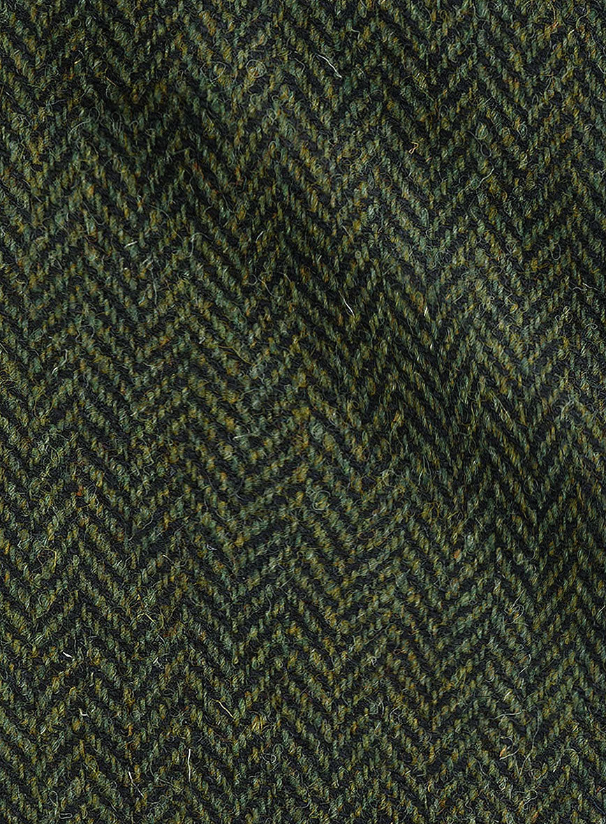 Harris Tweed Forest Green Herringbone Overcoat - StudioSuits