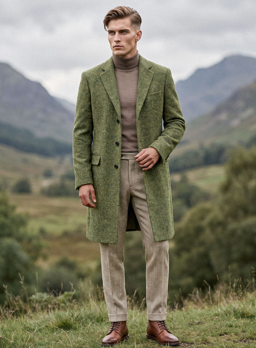 Harris Tweed Greenforge Hopsack Overcoat - StudioSuits