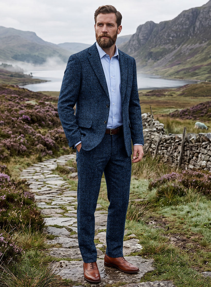 Harris Tweed Highland Blue Hopsack Suit - StudioSuits