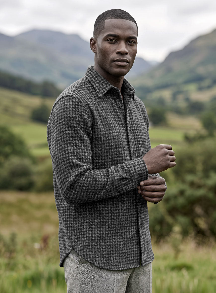 Harris Tweed Houndstooth Dark Gray Shirt - StudioSuits