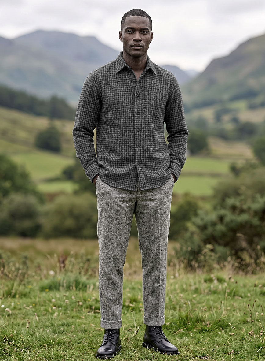 Harris Tweed Houndstooth Dark Gray Shirt - StudioSuits