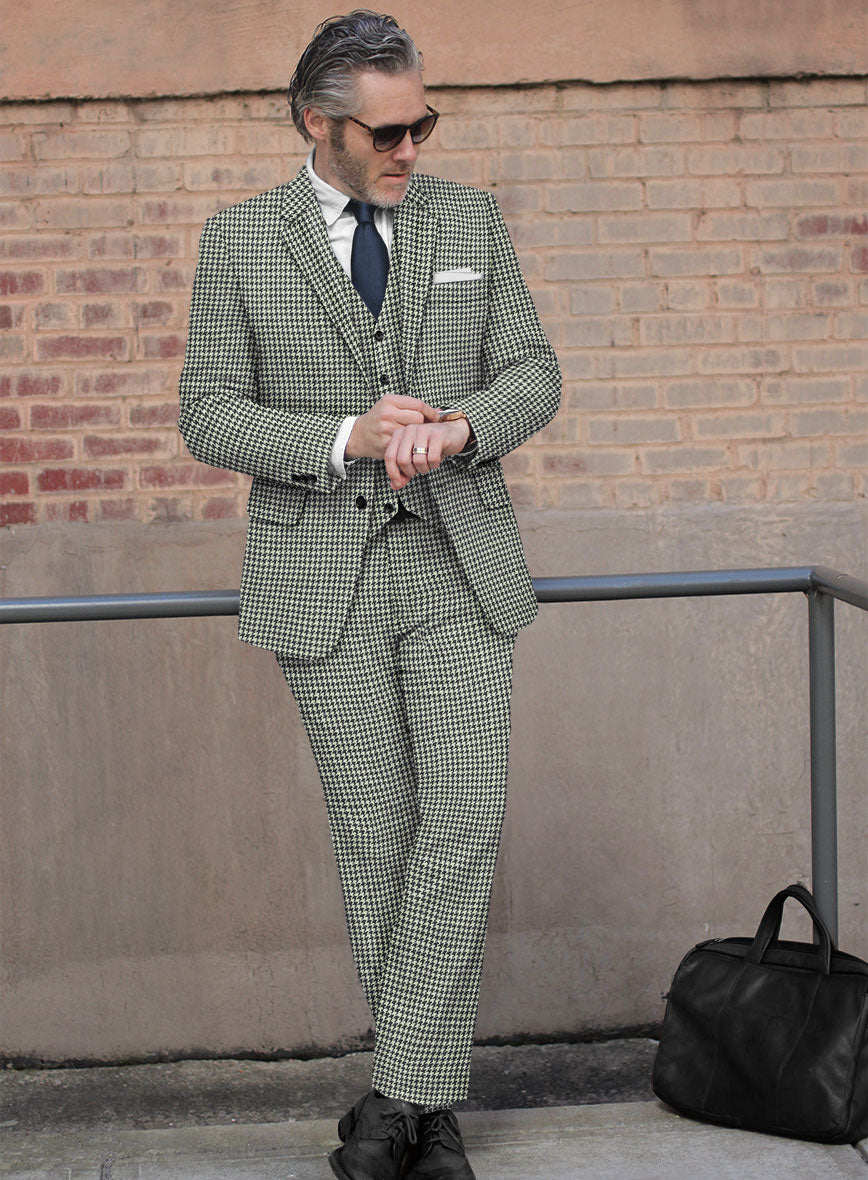 Harris Tweed Light Gray Houndstooth Suit - StudioSuits