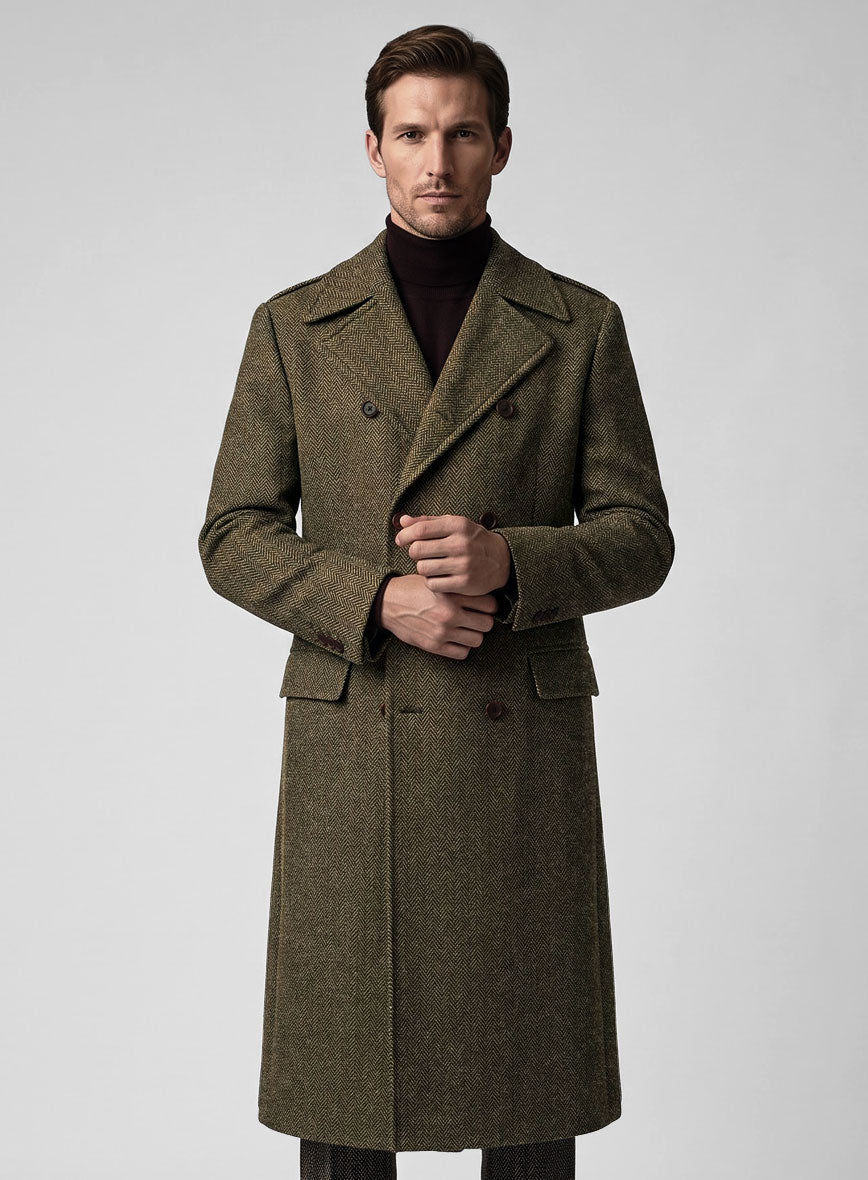 Harris Tweed Ridge Brown Herringbone GQ Overcoat – StudioSuits