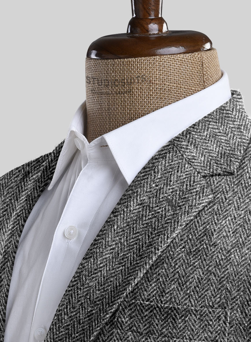 Harris Tweed Gray Herringbone Jacket - StudioSuits