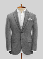 Harris Tweed Gray Herringbone Jacket - StudioSuits