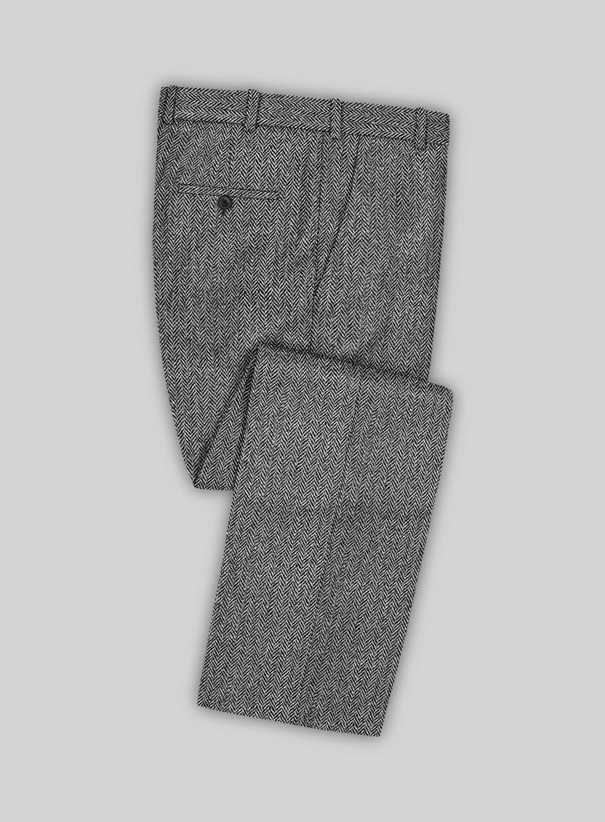 Harris Tweed Gray Herringbone Pants - StudioSuits