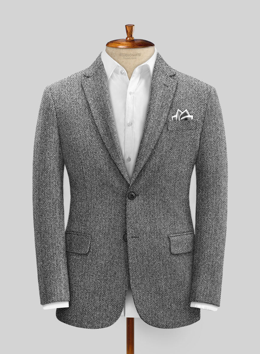 Harris Tweed Gray Herringbone Suit - StudioSuits