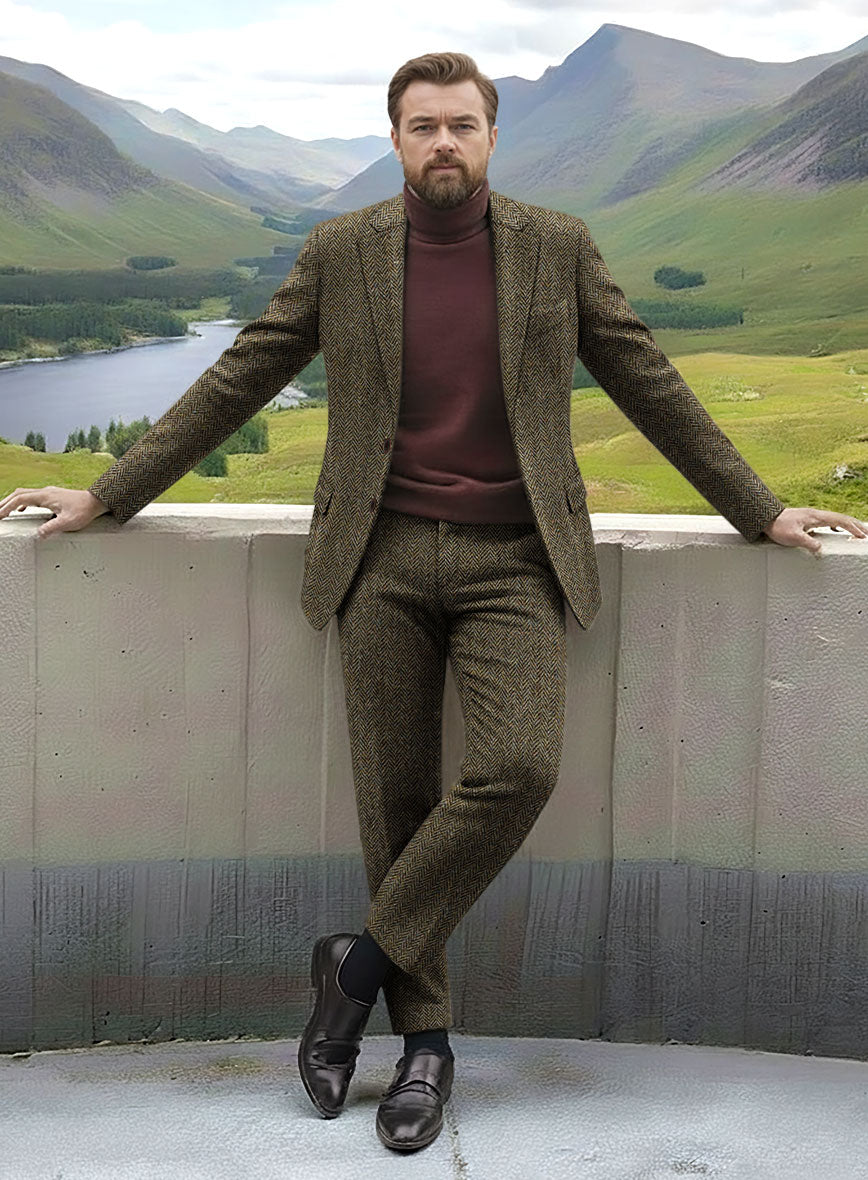 Harris Tweed Ridge Brown Herringbone Suit - StudioSuits