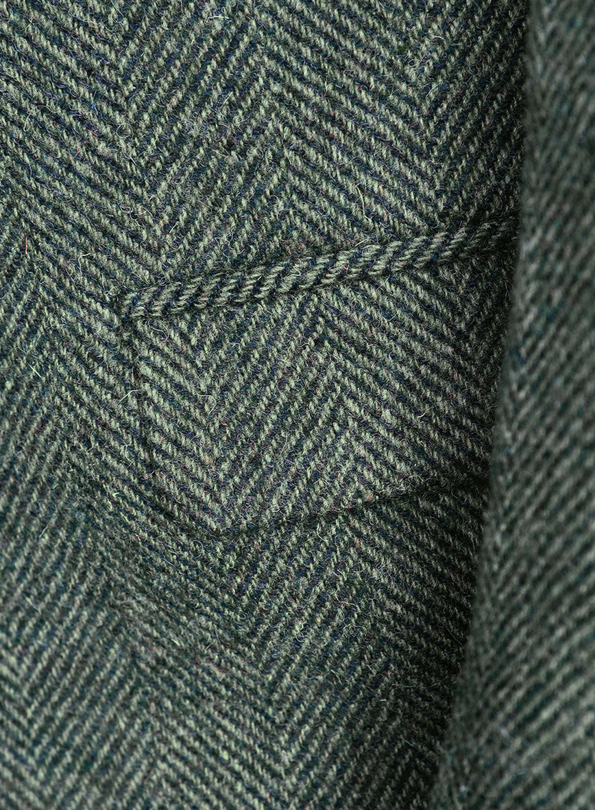 Harris Tweed Wide Herringbone Green Jacket - StudioSuits