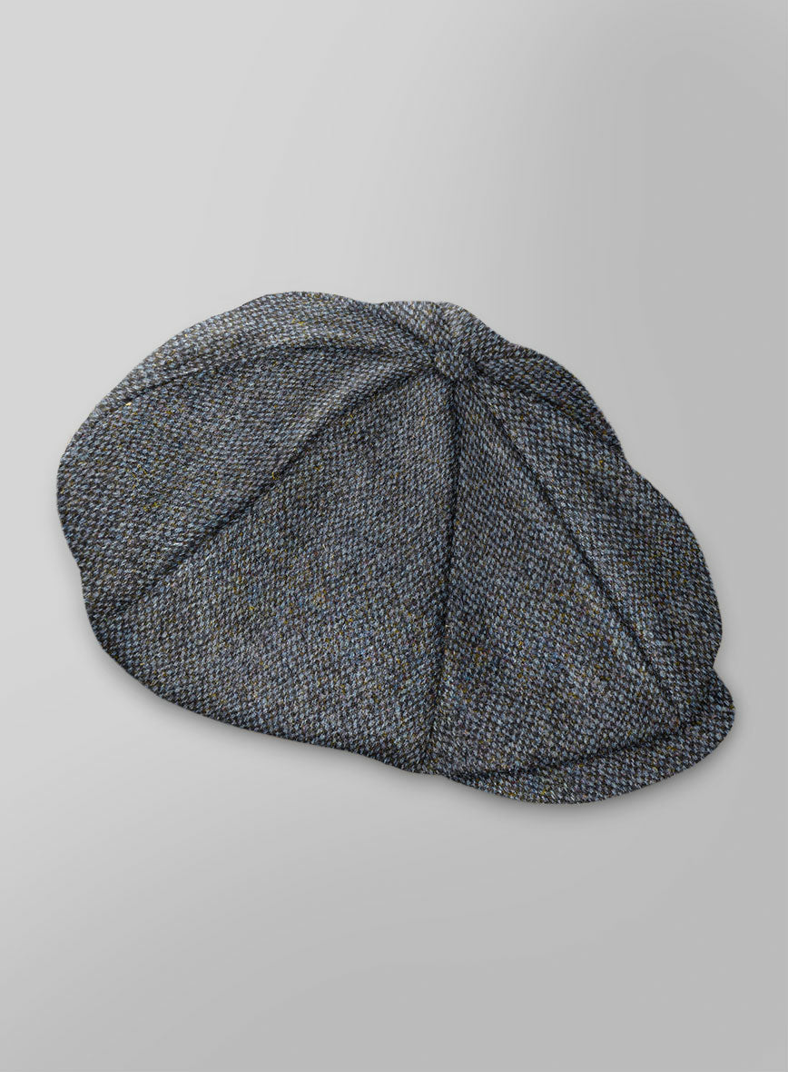 Harris Tweed Barley Blue Newsboy Cap - StudioSuits