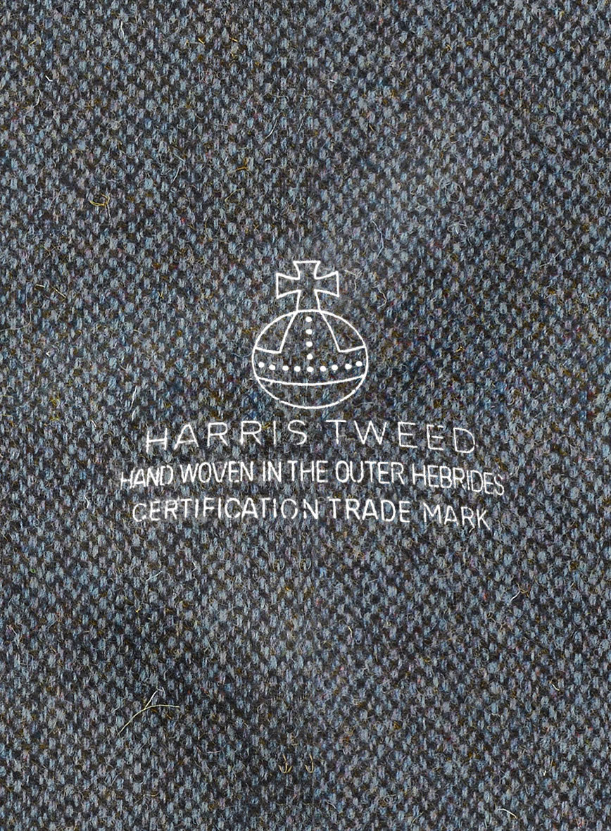 Harris Tweed Barley Blue Newsboy Cap - StudioSuits