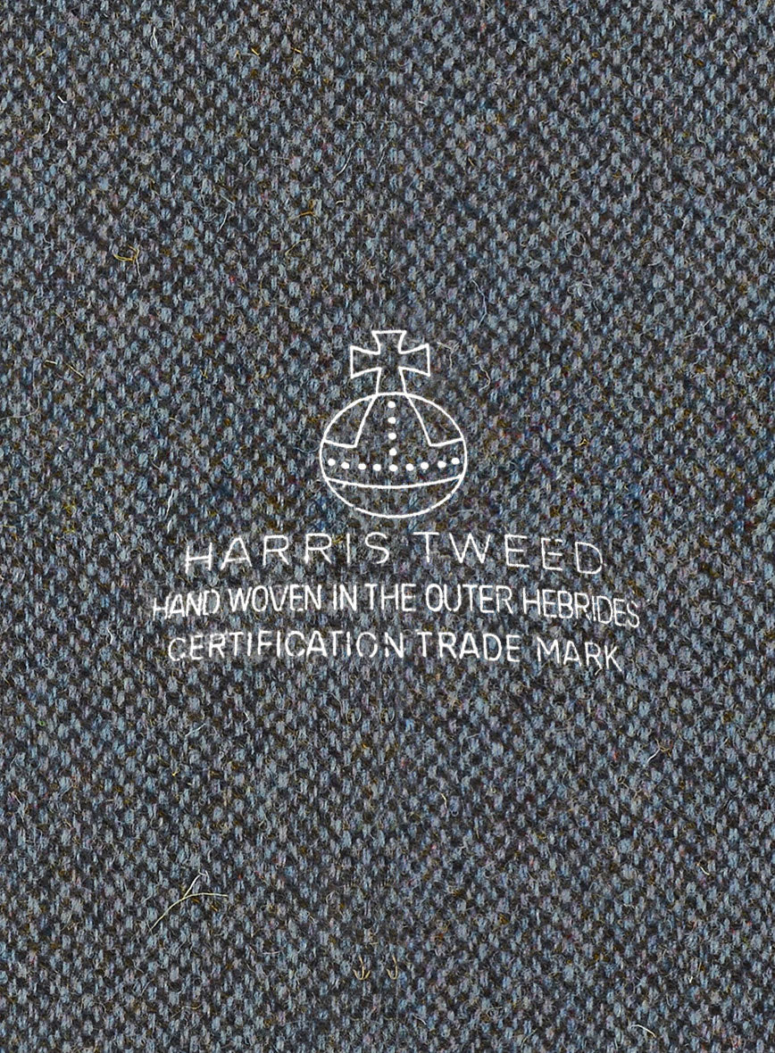 Harris Tweed Barley Blue Pea Coat - StudioSuits