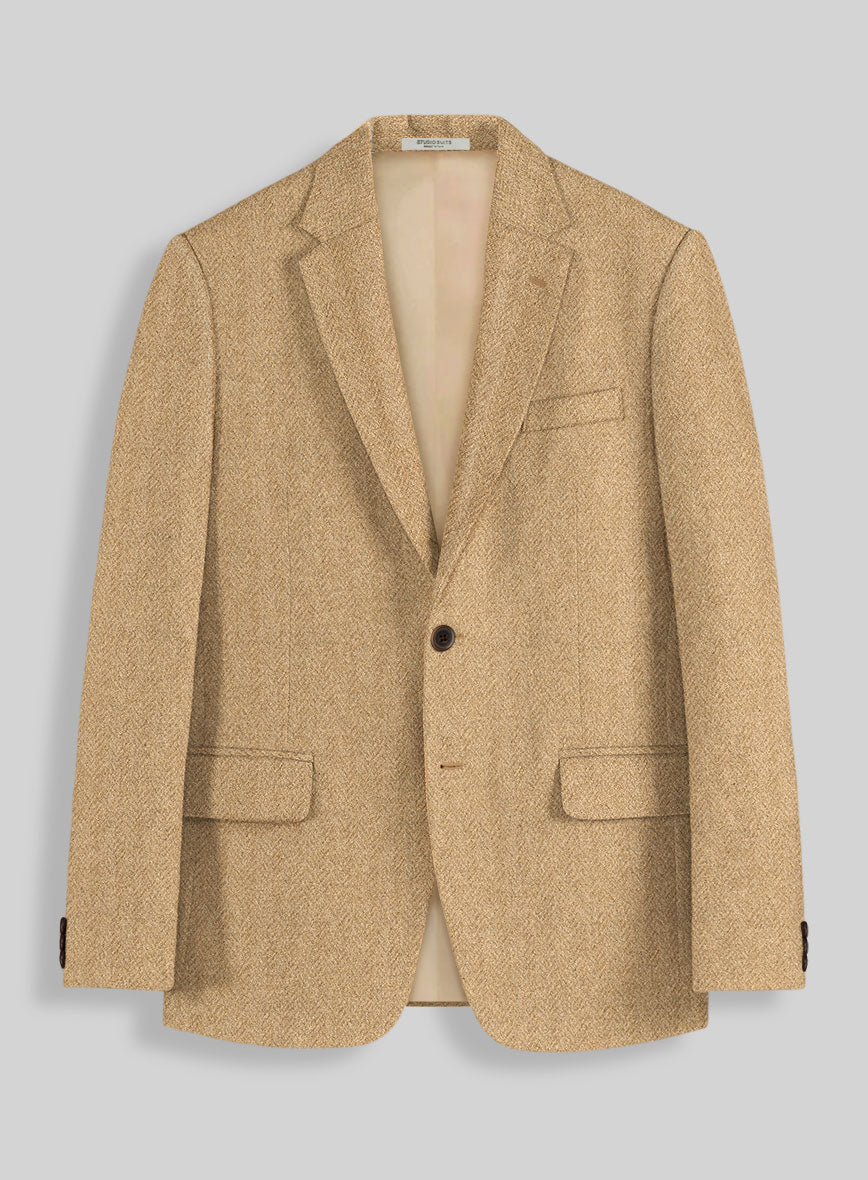 Harris Tweed Beige Herringbone Jacket - StudioSuits