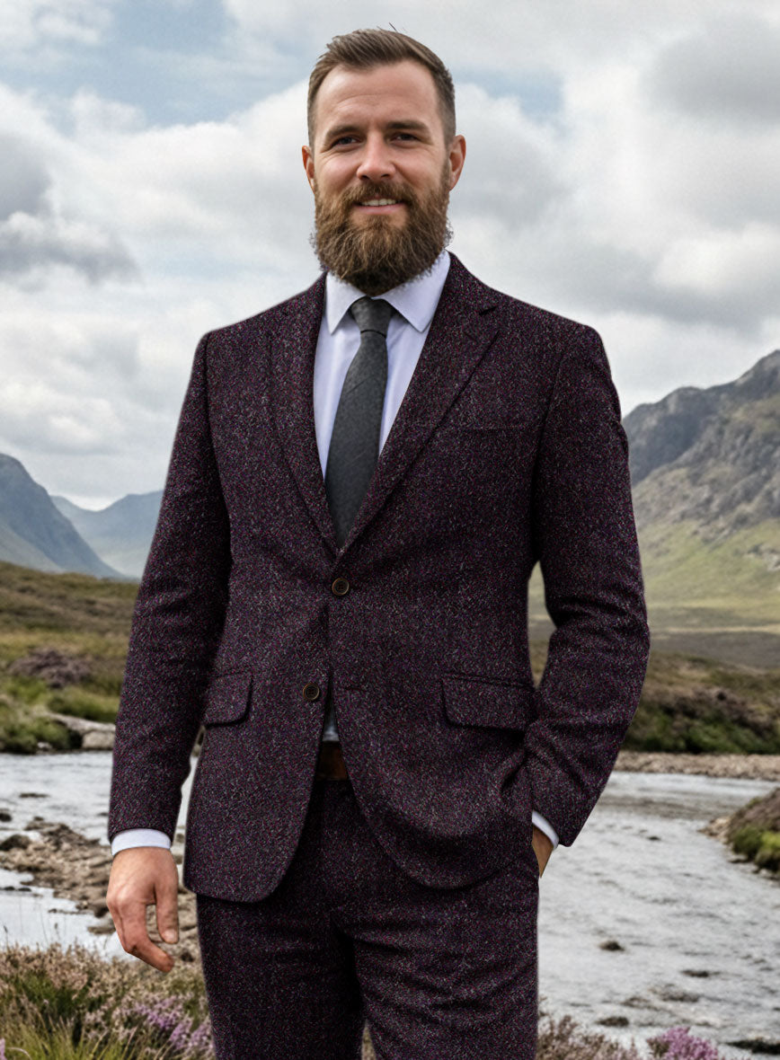 Harris Tweed Bramblewine Herringbone Jacket - StudioSuits