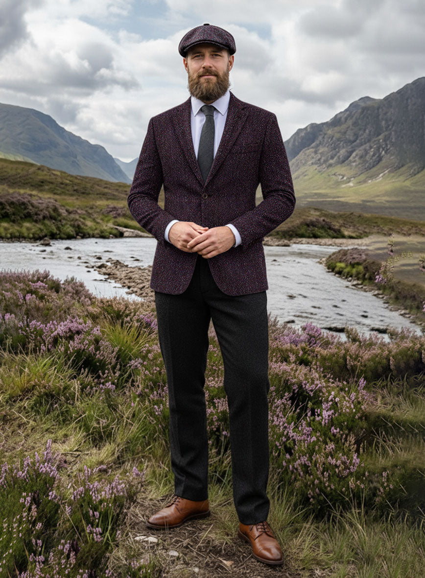 Harris Tweed Bramblewine Herringbone Jacket - StudioSuits