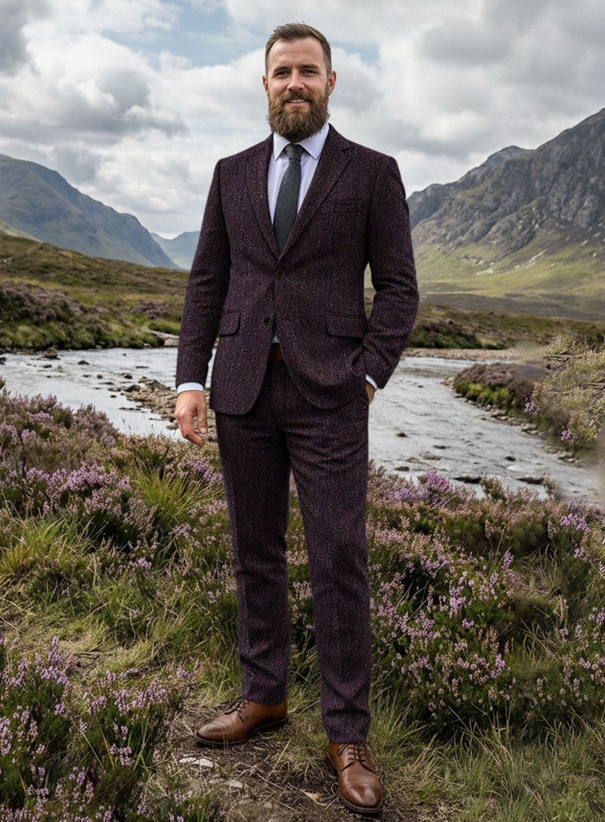 Harris Tweed Bramblewine Herringbone Suit - StudioSuits