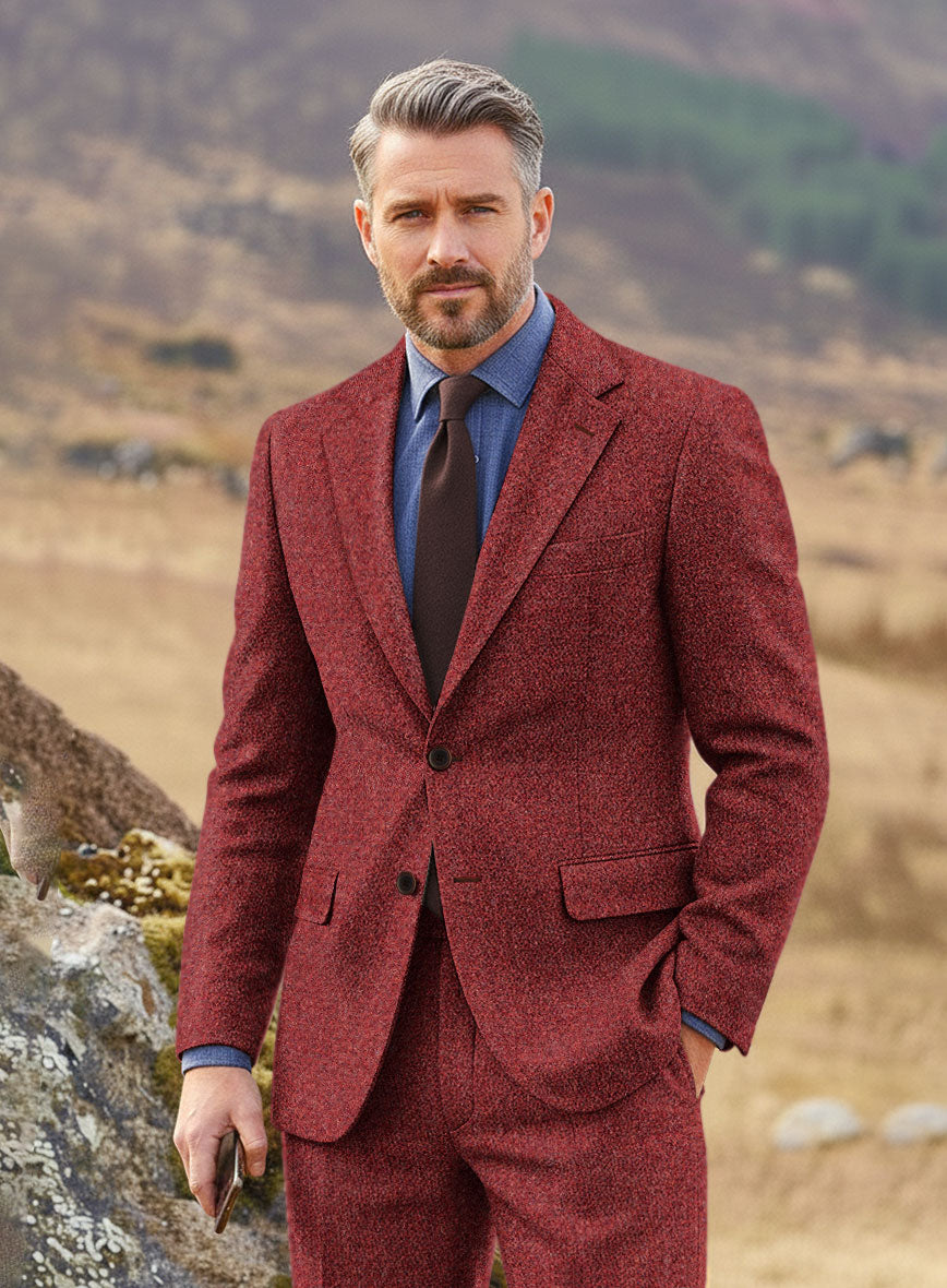 Harris Tweed Brickred Hopsack Suit - StudioSuits