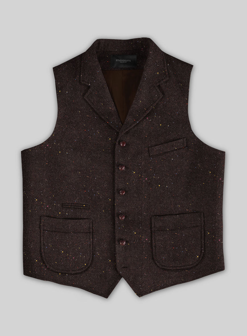 Harris Tweed Brown Speckled Hunting Vest - StudioSuits