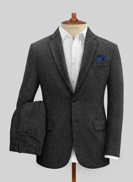 Harris Tweed Charcoal Herringbone Suit – StudioSuits