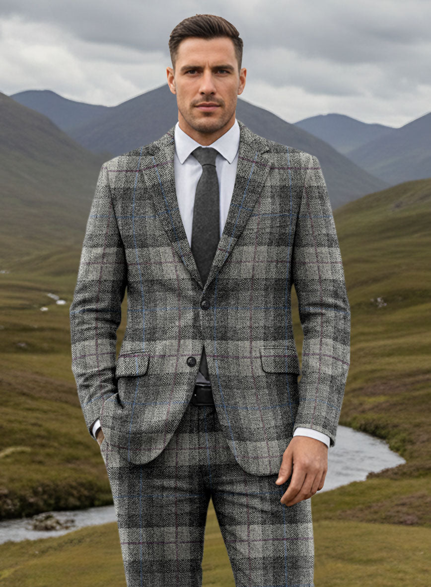 Harris Tweed Classic Gray Tartan Jacket - StudioSuits