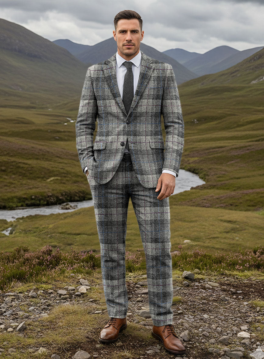 Harris Tweed Classic Gray Tartan Suit - StudioSuits