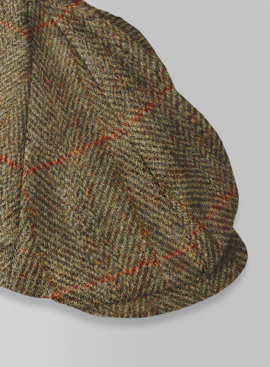 Harris Tweed Country Brown Check Newsboy Cap - StudioSuits