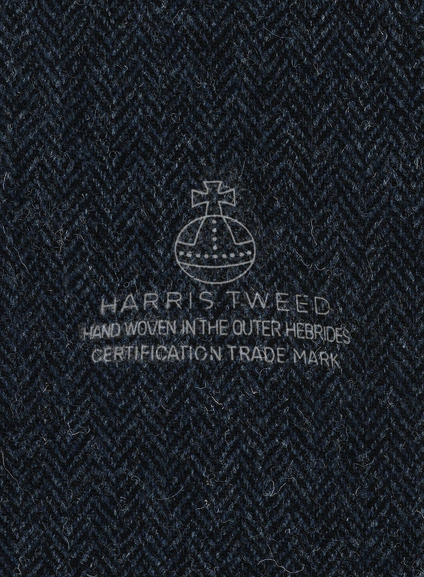 Harris Tweed Dark Blue Herringbone Hunting Vest - StudioSuits