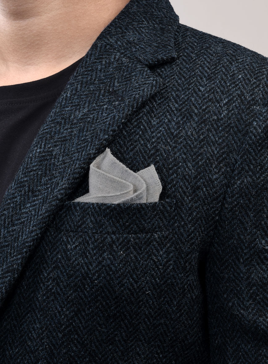 Harris Tweed Dark Blue Herringbone Jacket - StudioSuits