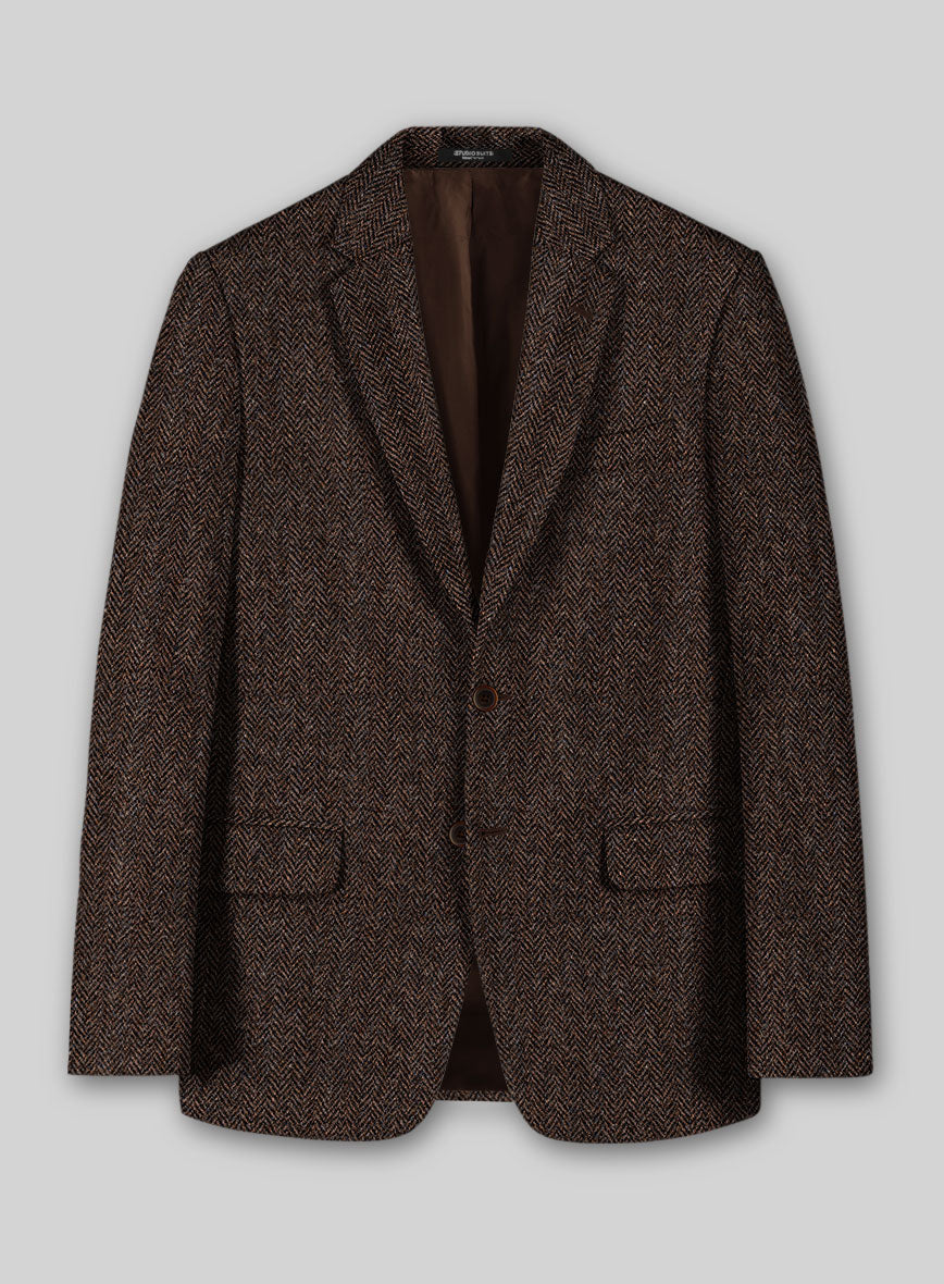 Harris Tweed Dark Brown Herringbone Suit - StudioSuits