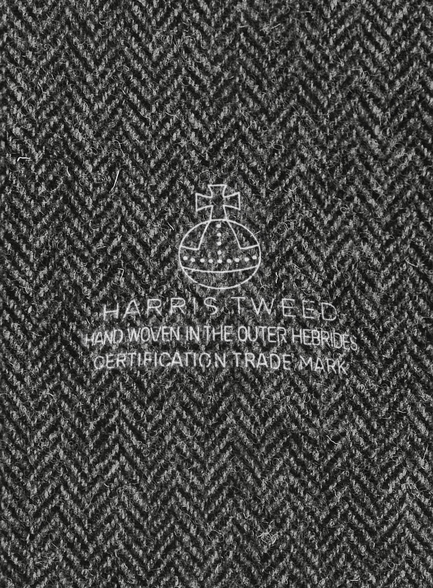 Harris Tweed Dark Gray Herringbone Hunting Vest - StudioSuits