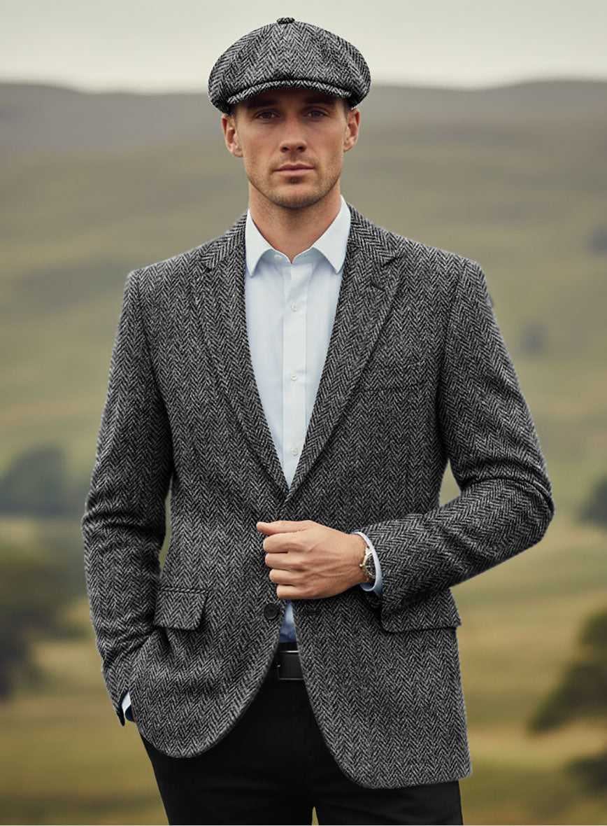 Harris Tweed Dark Gray Herringbone Jacket – StudioSuits